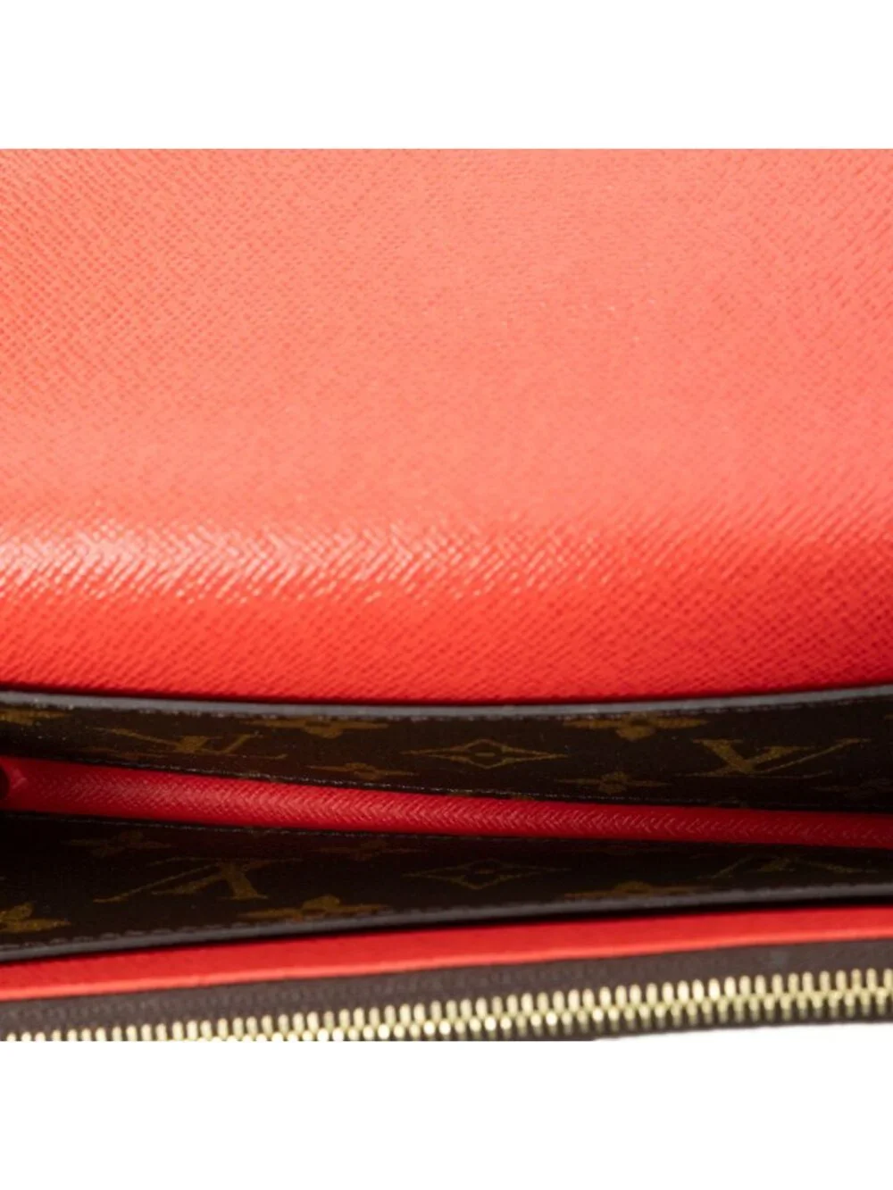 Louis Vuitton Flower Emilie Wallet Red Brown Monogram Canvas